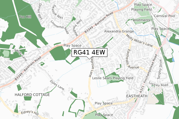 RG41 4EW map - small scale - OS Open Zoomstack (Ordnance Survey) RG41 4EW map - small scale - OS Open Zoomstack (Ordnance Survey)
