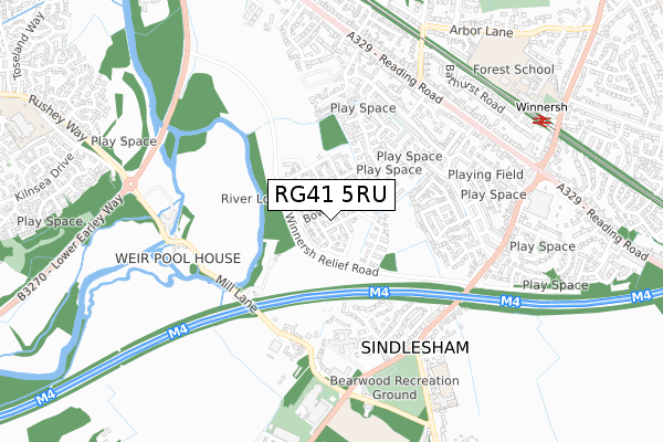 RG41 5RU map - small scale - OS Open Zoomstack (Ordnance Survey) RG41 5RU map - small scale - OS Open Zoomstack (Ordnance Survey)