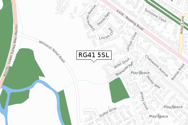 RG41 5SL map - large scale - OS Open Zoomstack (Ordnance Survey)
