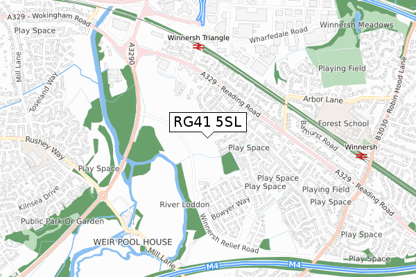 RG41 5SL map - small scale - OS Open Zoomstack (Ordnance Survey)