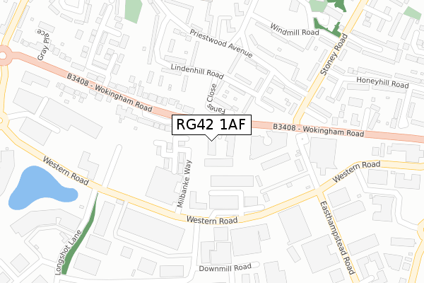 RG42 1AF map - large scale - OS Open Zoomstack (Ordnance Survey)