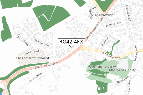 RG42 4FX map - large scale - OS Open Zoomstack (Ordnance Survey)