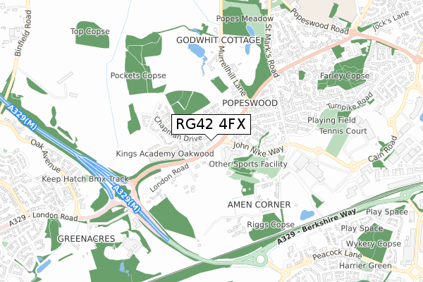 RG42 4FX map - small scale - OS Open Zoomstack (Ordnance Survey)
