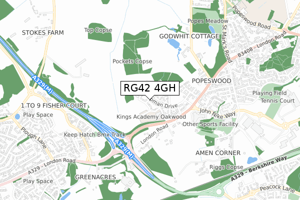 RG42 4GH map - small scale - OS Open Zoomstack (Ordnance Survey)