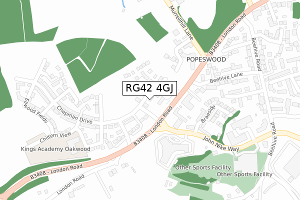 RG42 4GJ map - large scale - OS Open Zoomstack (Ordnance Survey)