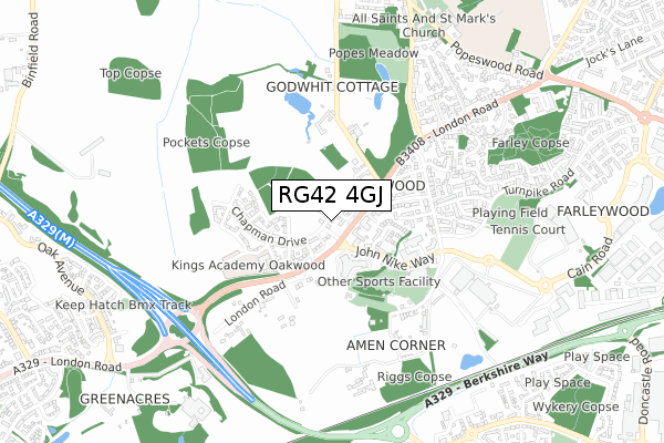 RG42 4GJ map - small scale - OS Open Zoomstack (Ordnance Survey)