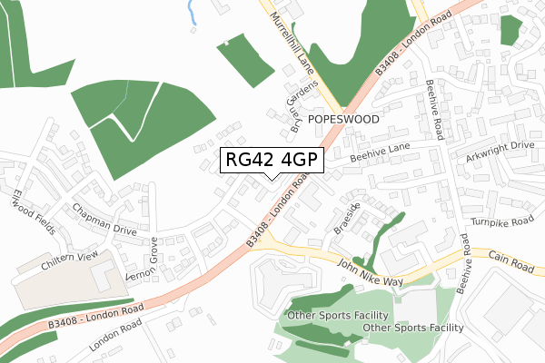 RG42 4GP map - large scale - OS Open Zoomstack (Ordnance Survey)
