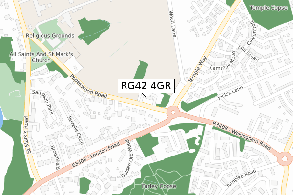 RG42 4GR map - large scale - OS Open Zoomstack (Ordnance Survey)