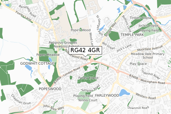 RG42 4GR map - small scale - OS Open Zoomstack (Ordnance Survey)