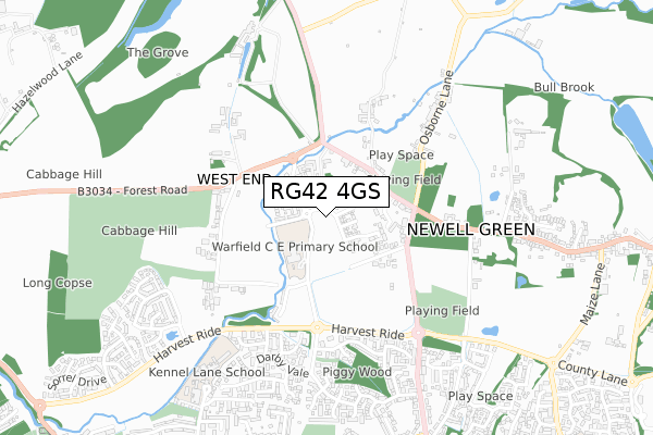 RG42 4GS map - small scale - OS Open Zoomstack (Ordnance Survey)