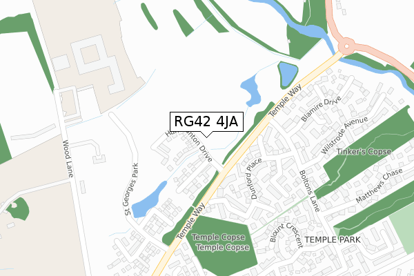 RG42 4JA map - large scale - OS Open Zoomstack (Ordnance Survey)