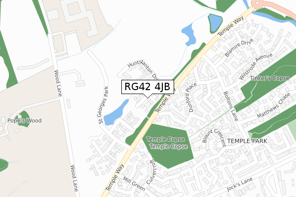 RG42 4JB map - large scale - OS Open Zoomstack (Ordnance Survey)