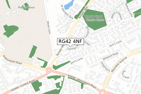 RG42 4NF map - large scale - OS Open Zoomstack (Ordnance Survey)