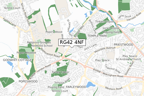 RG42 4NF map - small scale - OS Open Zoomstack (Ordnance Survey)