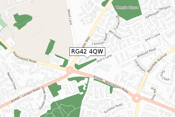 RG42 4QW map - large scale - OS Open Zoomstack (Ordnance Survey)