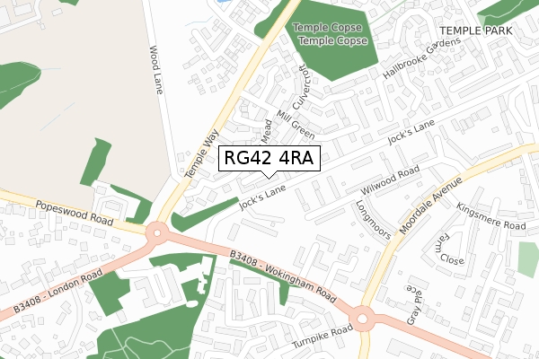 RG42 4RA map - large scale - OS Open Zoomstack (Ordnance Survey)