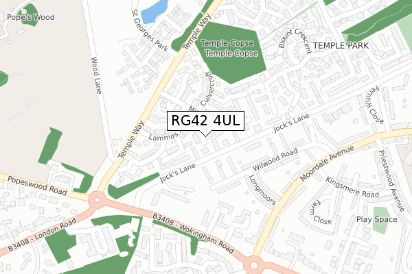 RG42 4UL map - large scale - OS Open Zoomstack (Ordnance Survey)