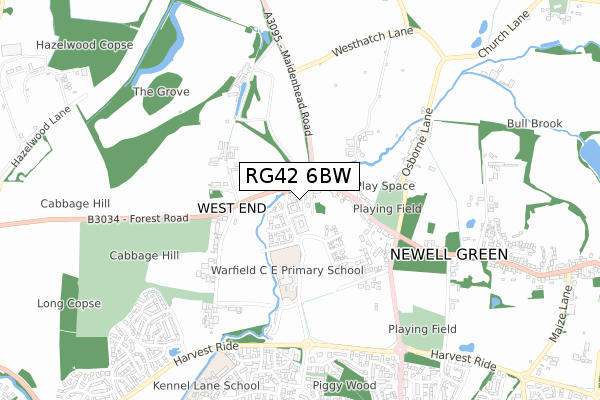 RG42 6BW map - small scale - OS Open Zoomstack (Ordnance Survey) RG42 6BW map - small scale - OS Open Zoomstack (Ordnance Survey)