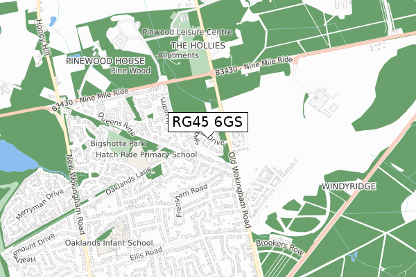 RG45 6GS map - small scale - OS Open Zoomstack (Ordnance Survey) RG45 6GS map - small scale - OS Open Zoomstack (Ordnance Survey)