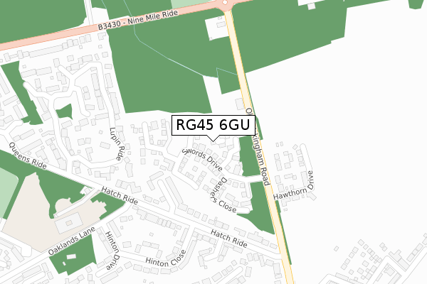 RG45 6GU map - large scale - OS Open Zoomstack (Ordnance Survey)