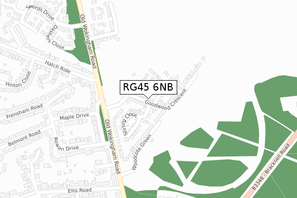 RG45 6NB map - large scale - OS Open Zoomstack (Ordnance Survey)