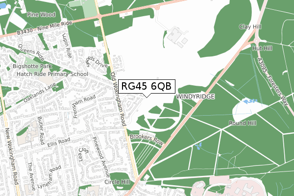 RG45 6QB map - small scale - OS Open Zoomstack (Ordnance Survey)