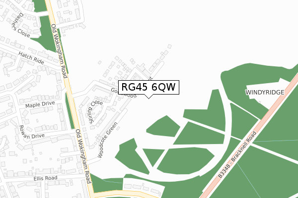 RG45 6QW map - large scale - OS Open Zoomstack (Ordnance Survey)