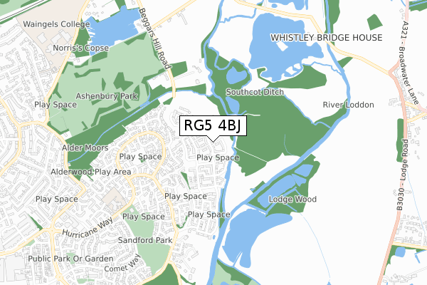 RG5 4BJ map - small scale - OS Open Zoomstack (Ordnance Survey)