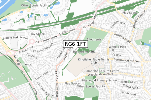 RG6 1FT map - small scale - OS Open Zoomstack (Ordnance Survey)