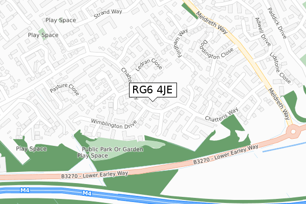 RG6 4JE map - large scale - OS Open Zoomstack (Ordnance Survey)