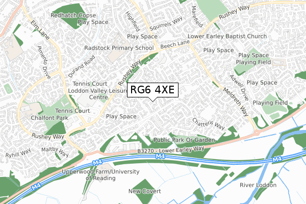 RG6 4XE map - small scale - OS Open Zoomstack (Ordnance Survey)