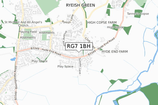 RG7 1BH map - small scale - OS Open Zoomstack (Ordnance Survey)