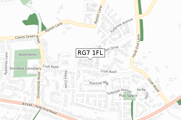 RG7 1FL map - large scale - OS Open Zoomstack (Ordnance Survey)