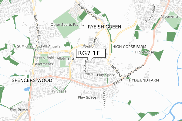 RG7 1FL map - small scale - OS Open Zoomstack (Ordnance Survey)