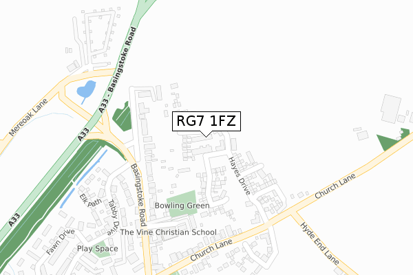 RG7 1FZ map - large scale - OS Open Zoomstack (Ordnance Survey)