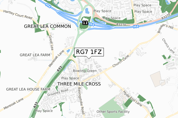 RG7 1FZ map - small scale - OS Open Zoomstack (Ordnance Survey)