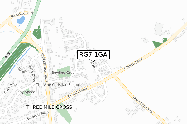 RG7 1GA map - large scale - OS Open Zoomstack (Ordnance Survey)