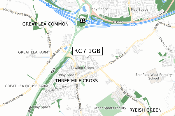 RG7 1GB map - small scale - OS Open Zoomstack (Ordnance Survey)