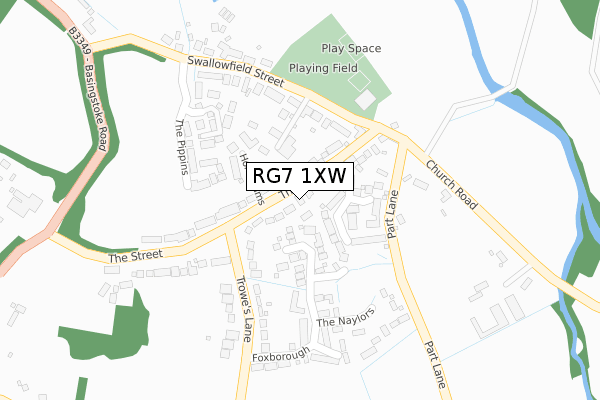 RG7 1XW map - large scale - OS Open Zoomstack (Ordnance Survey)