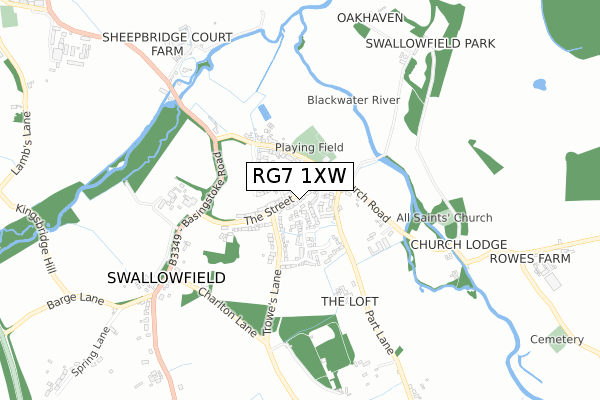 RG7 1XW map - small scale - OS Open Zoomstack (Ordnance Survey)