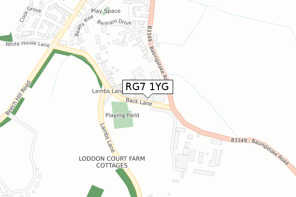 RG7 1YG map - large scale - OS Open Zoomstack (Ordnance Survey)