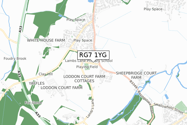 RG7 1YG map - small scale - OS Open Zoomstack (Ordnance Survey)