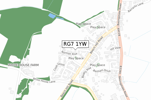 RG7 1YW map - large scale - OS Open Zoomstack (Ordnance Survey)