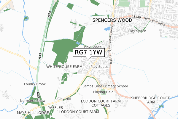 RG7 1YW map - small scale - OS Open Zoomstack (Ordnance Survey)