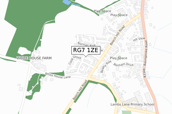 RG7 1ZE map - large scale - OS Open Zoomstack (Ordnance Survey)