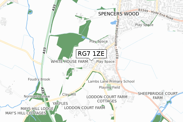 RG7 1ZE map - small scale - OS Open Zoomstack (Ordnance Survey)