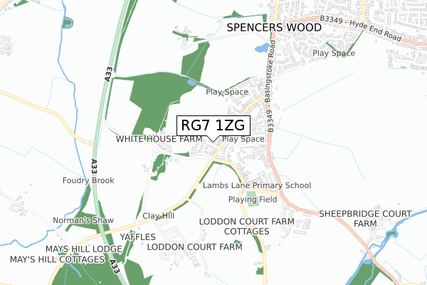 RG7 1ZG map - small scale - OS Open Zoomstack (Ordnance Survey)