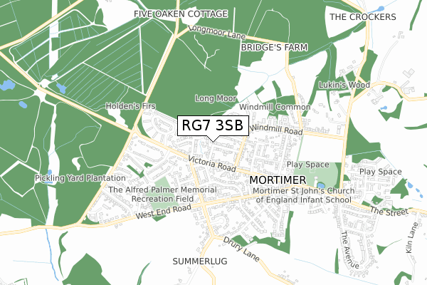 RG7 3SB map - small scale - OS Open Zoomstack (Ordnance Survey)