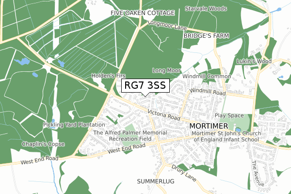 RG7 3SS map - small scale - OS Open Zoomstack (Ordnance Survey)