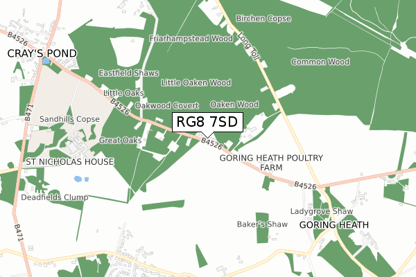 RG8 7SD map - small scale - OS Open Zoomstack (Ordnance Survey)